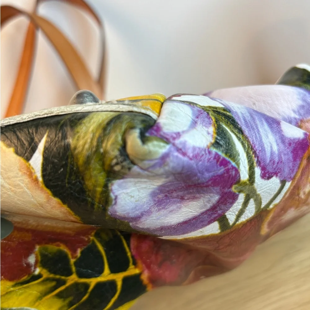 Maurizio Taiuti Genuine Italian‎ Leather “Orchid” Print Large Tote